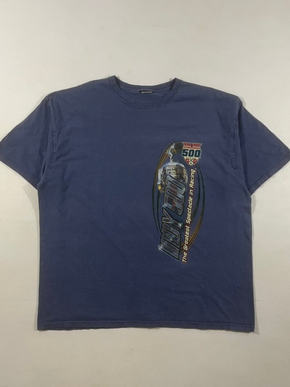 Vintage 2007 Indy 500 Greatest Spectacle in Racing Double Sided Tee Faded Navy